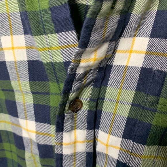 Saddlebred Flannel Button Down Shirt Green Yellow - Picture 3 of 12